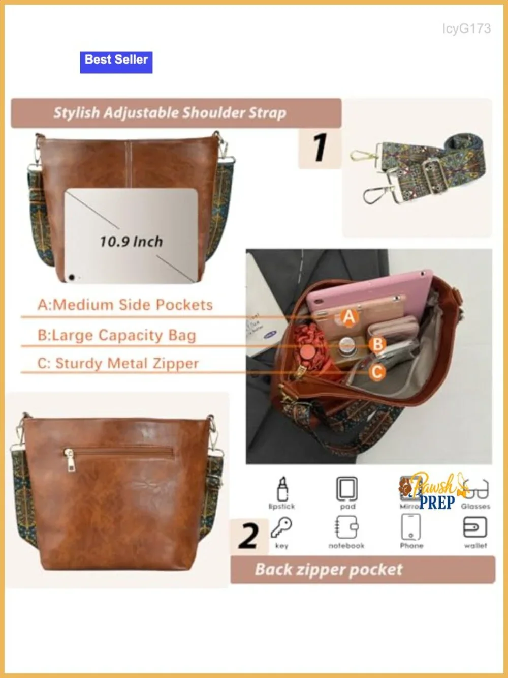Vegan Leather Hobo Bag Crossbody Shoulder Purse with Zipper Handbag for Women